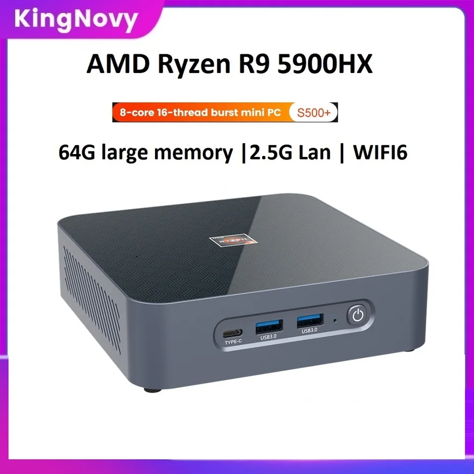 Topton AMD Gaming Mini PC S500+ Zen3 Ryzen 7 5800H 5 5600H 2*DDR4 3200MHz NVME 2,5G LAN Desktops Windows 11 Gamer Computer WiFi6