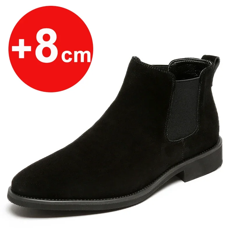 Topánky výťahu pre výšku muža Zvýšenie 6 cm 8cm 2024 Luxusné značky topánky Originálne kožené pánske skryté päty Zvyšovanie príležitostnej topánky