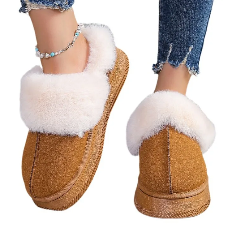 Topánky Žena 2024 Jeseň Slip-On Foafers Fur ženská obuv nízke podpätky okrúhle prsty na špičke Príležitostné tenisky Platforma Platforma New Fall Winter SL