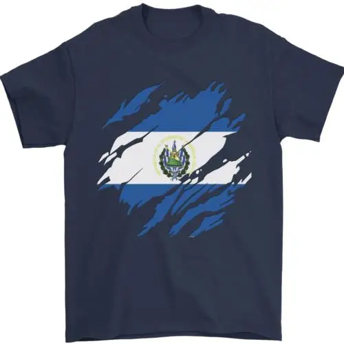 Torn Salvador Flag Salvadoran Day futbalové pánske tričko 100% bavlna