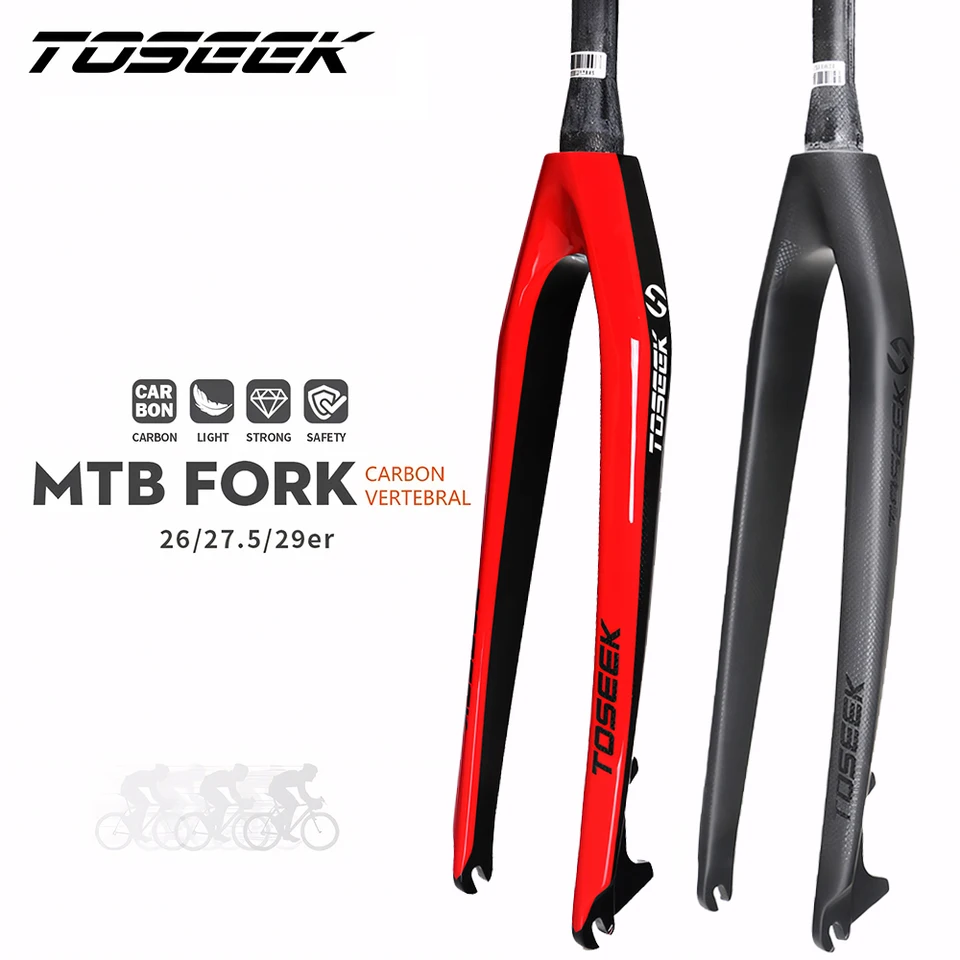 Toseek 26 27,5 29 Vidlica na bicykli z uhlíkových vlákien, predná vidlica na brzdu trubice pre bicykle, MTB tuhá vidlička, vidlička na horských bicykloch