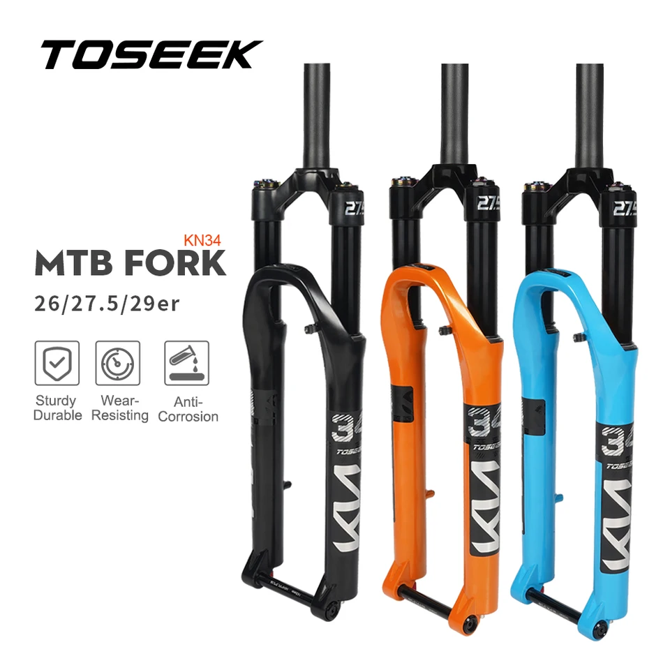 Toseek KN34 Thru nápravy horčík zliatina MTB Bicycle CONK 26/27,5/ 29ER palcový horský bicykel RL120MM VIRTICKÁ VILLA AIR
