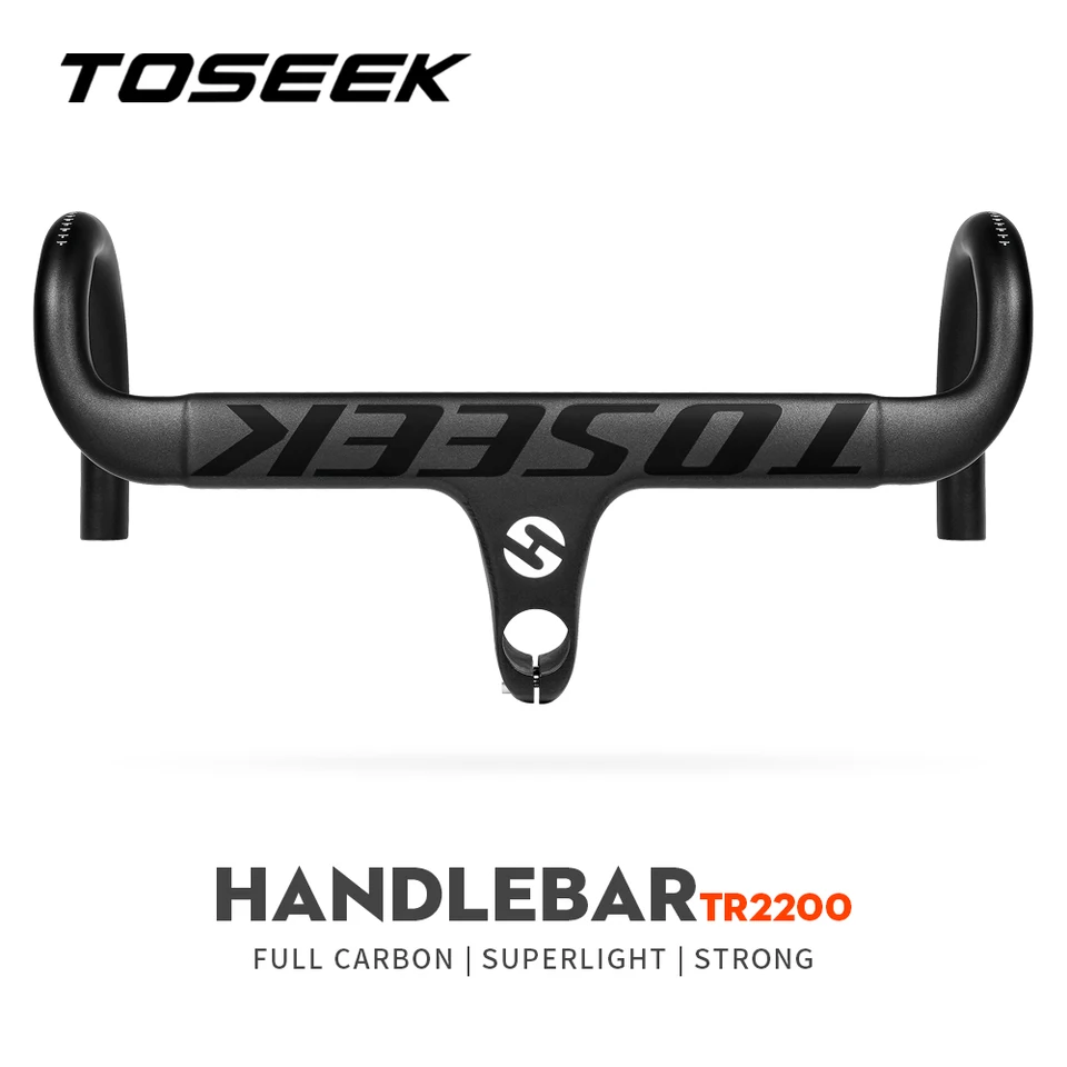 Toseek TR2200 Riadidlá na rukoväť z uhlíkovej cesty 28,6 mm riadidlá na bicykli kmeňa Matt čierne uhlíkové riadidlá