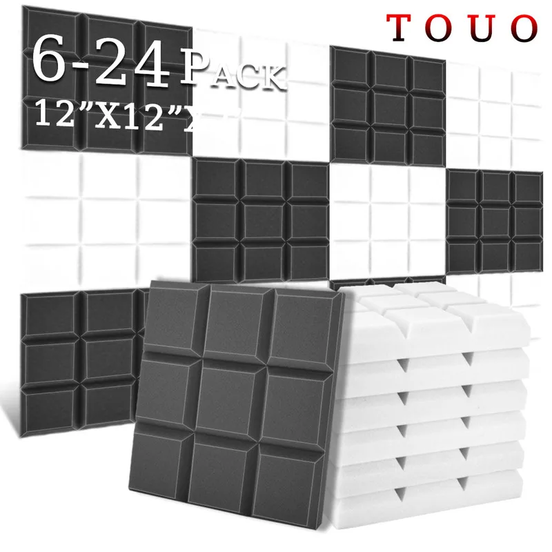 Touo 6-24 PCS Akustická pena s vysokou hustotou ohnivou odolnou zvukovo odolnými špongiovými panela