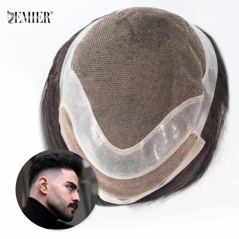 Toupee muži parochne HD Švajčiarska čipka Pu Base Parochne pre mužov 100% prírodné ľudské vlasy Toupee mužské vlasové protézy Exhuast systémy Mužská parochňa