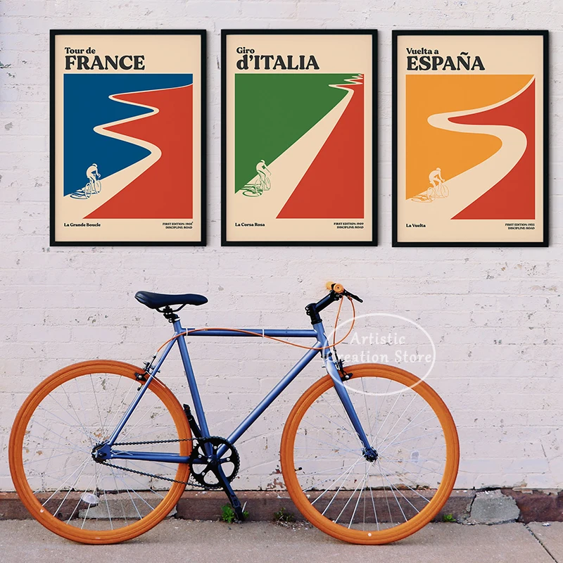 Tour de France tlač minimálne cyklistické umelecké dielo plagát Šport nástenné umenie Grand Tour Wall Art Canvas Obývacia izba Domovod