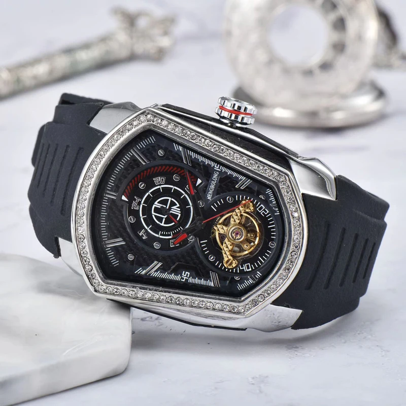Tourbillon Mechanical Men's Watch Private Custom Watch Cadless Ocel Plne automatické hodinky