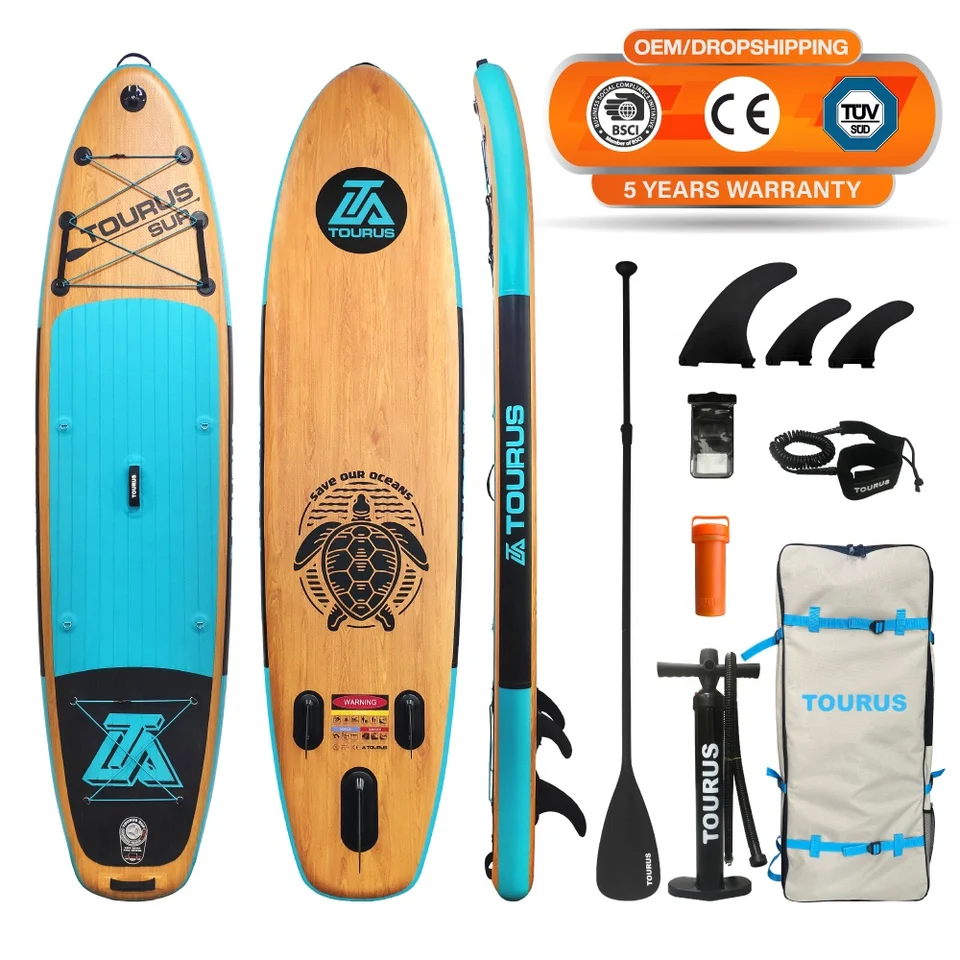 Tourus 2023 Apríl nový príchod modré drevo Dvojité vrstvy SUP dosky jogy nafukovacia stajňa Stand Up Paddle Board 11FEET 33 palcov
