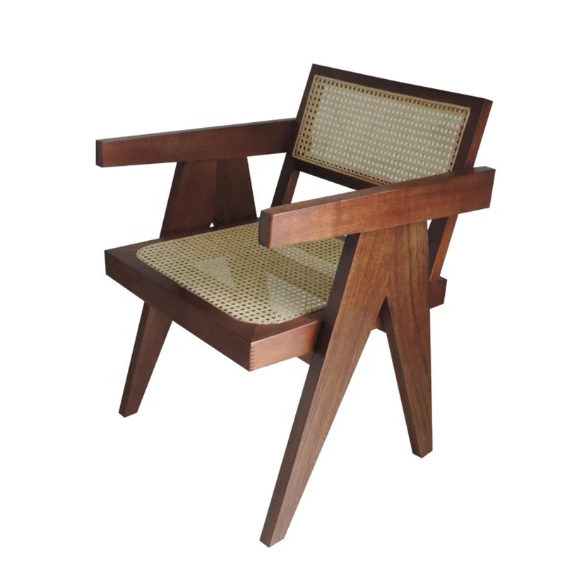 Továreň cena Brown dokončená v nohe kancelárske drevené drevo Rattan Cane stoličky pre jedáleň