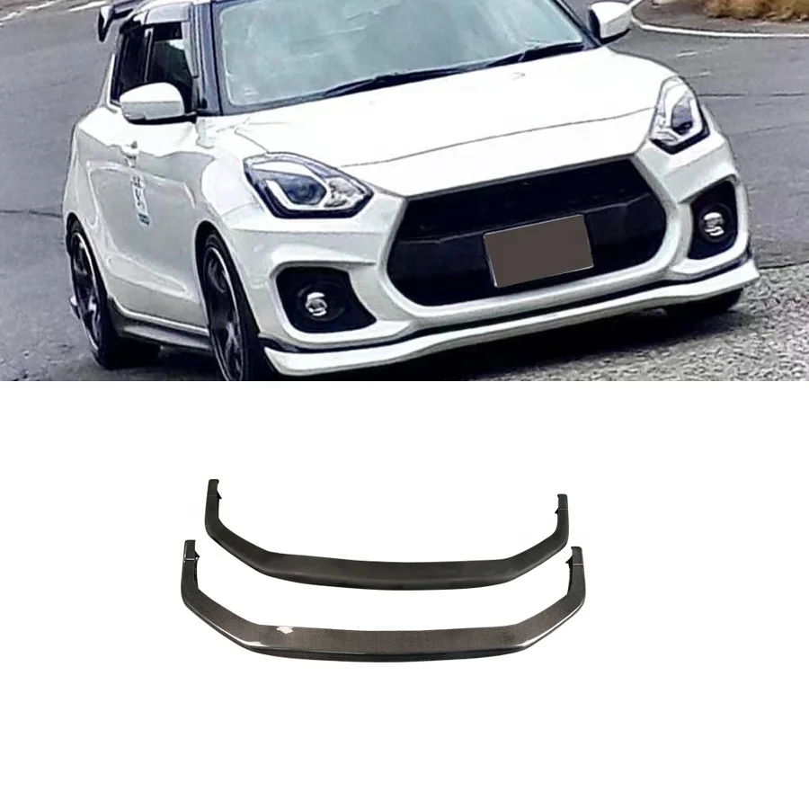Továreň Direct Sale Auto Príslušenstvo Carbon Fiber Front Lip pre Suzuki Swift ZC33S Front Bumper Splitter 2018+