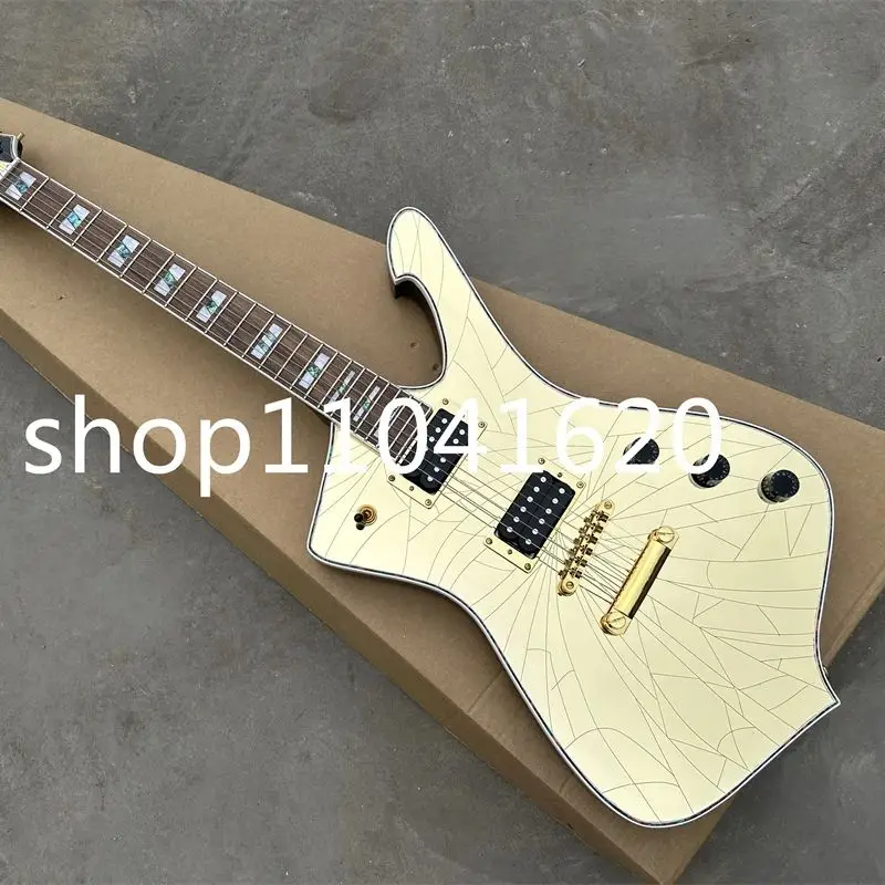 Továreň Nezvyčajné tvarové zrkadlo Top 6 Strings Electric Guitar Guitar Rosewood Fretboard Chrome Hardwares Prispôsobiteľné