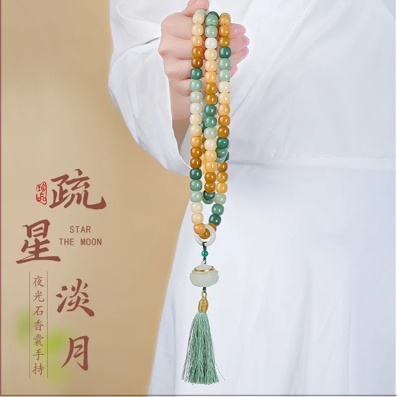 Továreň Prírodná bodhi korálika Dizajn Luminous Stone Parfum Bag Lotus 108 kusov vreckový náramok Buddha Ružence ruženia