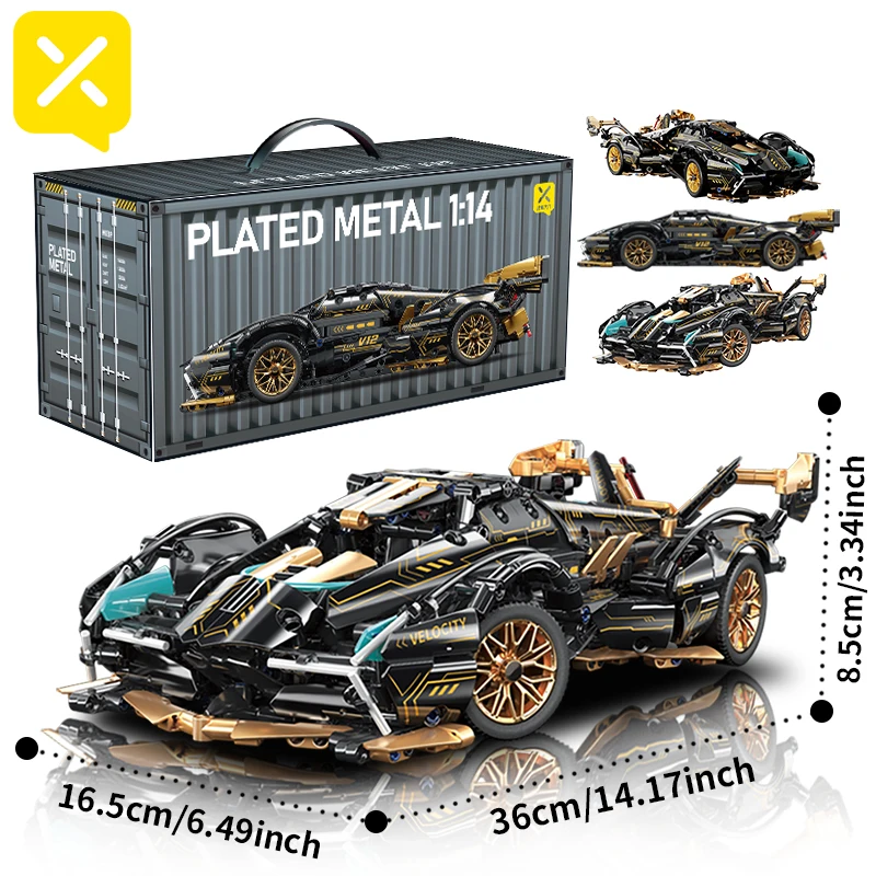 Toylinx Supercar Build Block Block Hray 1:14 ABS Material Vek 14+ Voliteľná energetická skupina Vianočný darček pre dospelých a deti s krabicou