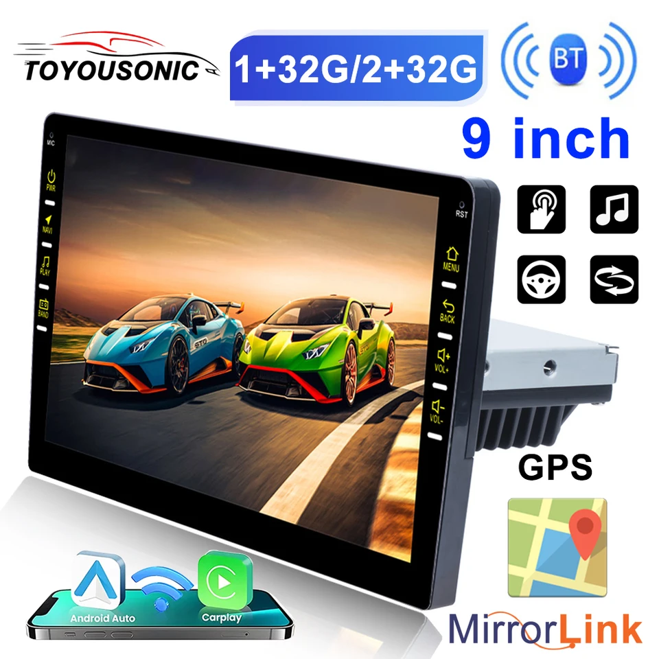Toyousonic 9 1 Din Car Radio CarPlay Android Auto Multimedia Player HD Touch Screen FM Bluetooth Mirrorlink Universal Autoradio