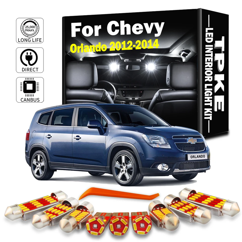 TPKE 14ks pre Chevrolet Chevy Orlando 2012 2013 2014 LED interiérová mapa DOME SVETLÁ KIT PRÍSLUŠENSTVA LED žiarovky Canbus žiadna chyba