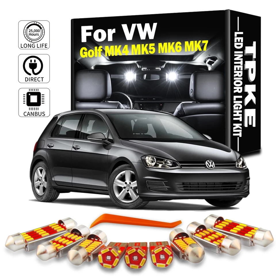 TPKE CANBUS CAR LED žiarovky pre Volkswagen VW Golf 4 5 6 7 MK4 MK5 MK6 MK7 VECTRICE LED Interiérová mapa DOME TRUNK Vanity Mirror Light