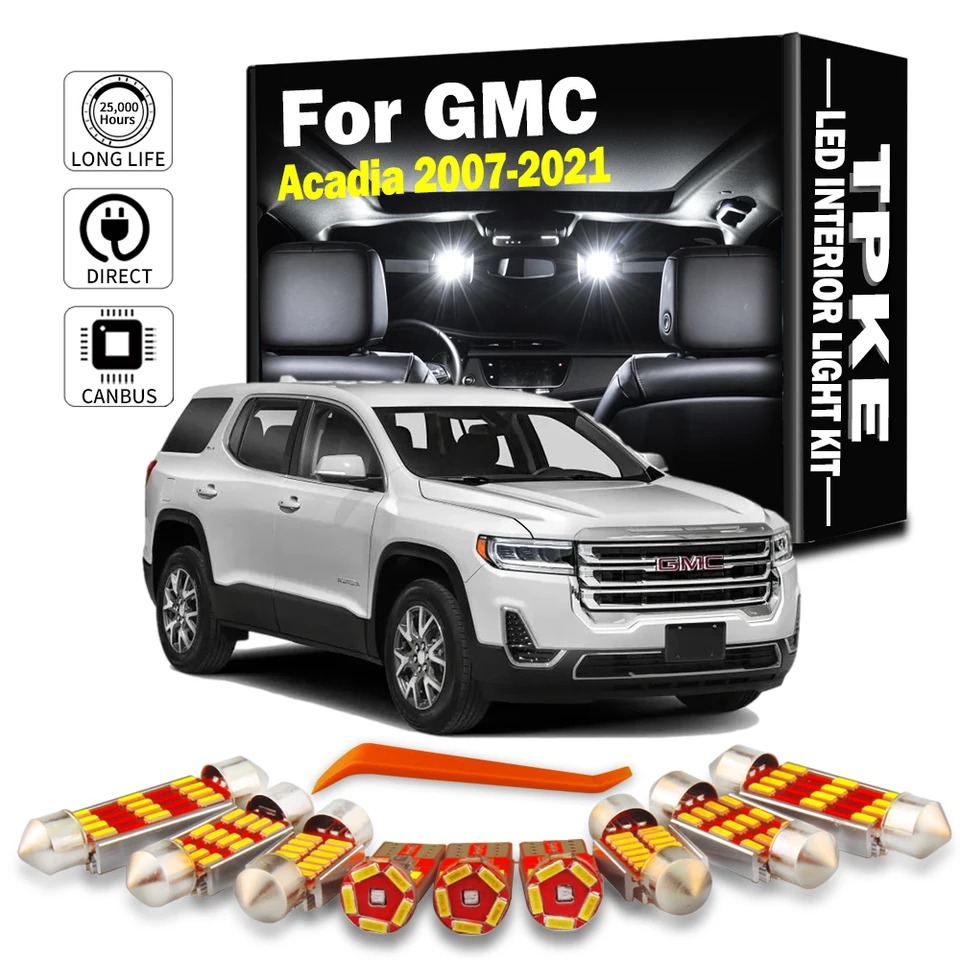 TPKE CANBUS Žiadna chyba LED interiérová mapa DOME Light Kit pre GMC Acadia 2007-2014 2015 2016 2017 2018 2019 2020 2021