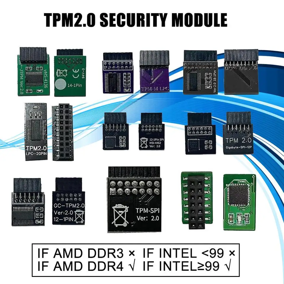TPM 2.0 Encryption Security Modul Remote Card Windows 11 Upgrade TPM2.0 Modul 12 až 20pin na podporu základných dosiek s viacerými značkami