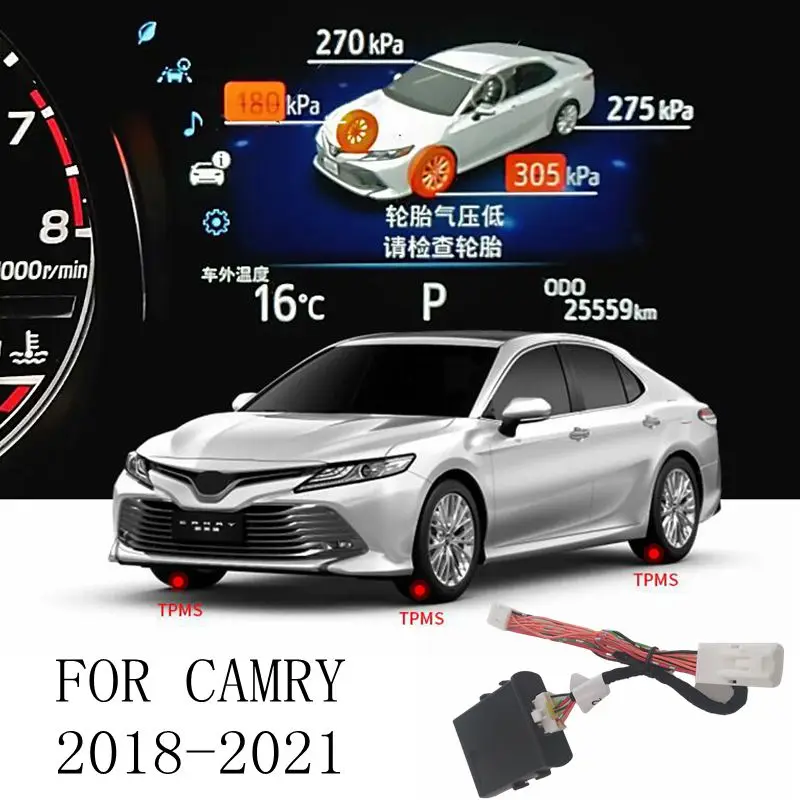 TPMS TIRE Digital LCD Display Automatické bezpečnostné alarmové pneumatiky pre Toyota Camry 2018 2019 2020 2021