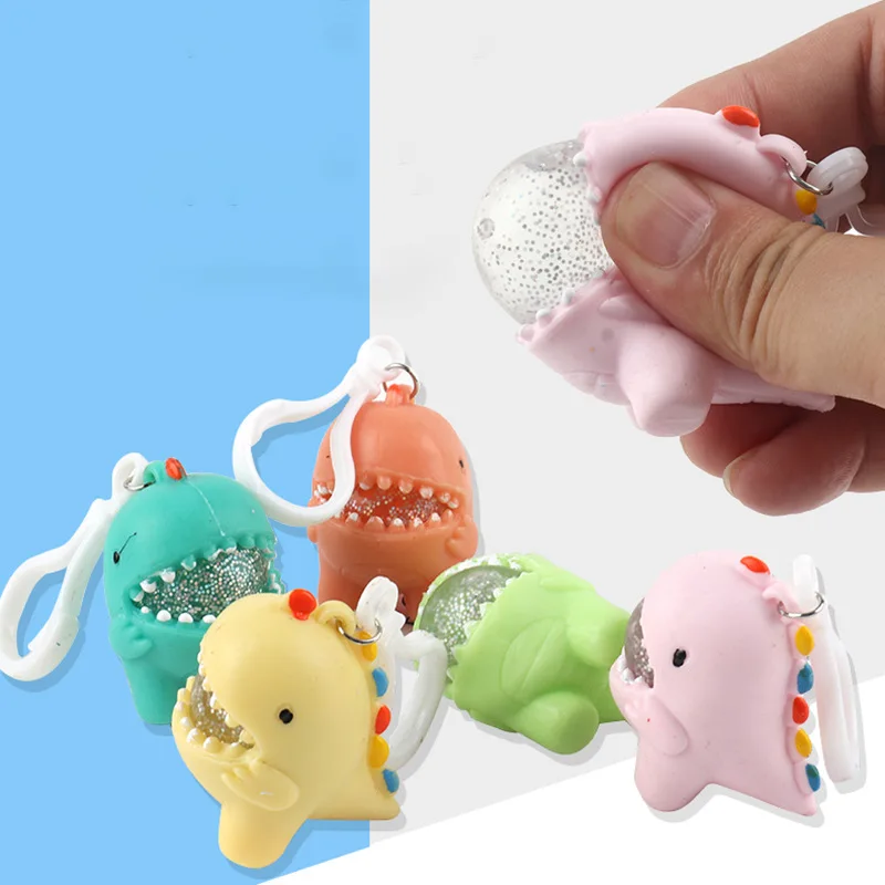 TPR Cartoon Dinosaur Water Polo Pinch Hudobná karikatúra Soft Gum Gumen Keychain Venge lopta na dekomprimovanie detských hračiek