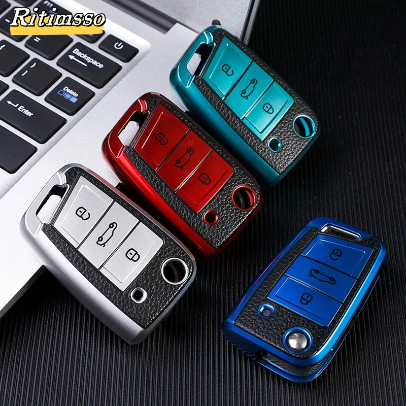 TPU Car Key Case Cover Bag Protector pre Volkswagen VW Polo Golf7 MK7 Tiguan pre Skot Octavia Kodiaq Karoq pre sedadlo Ateca