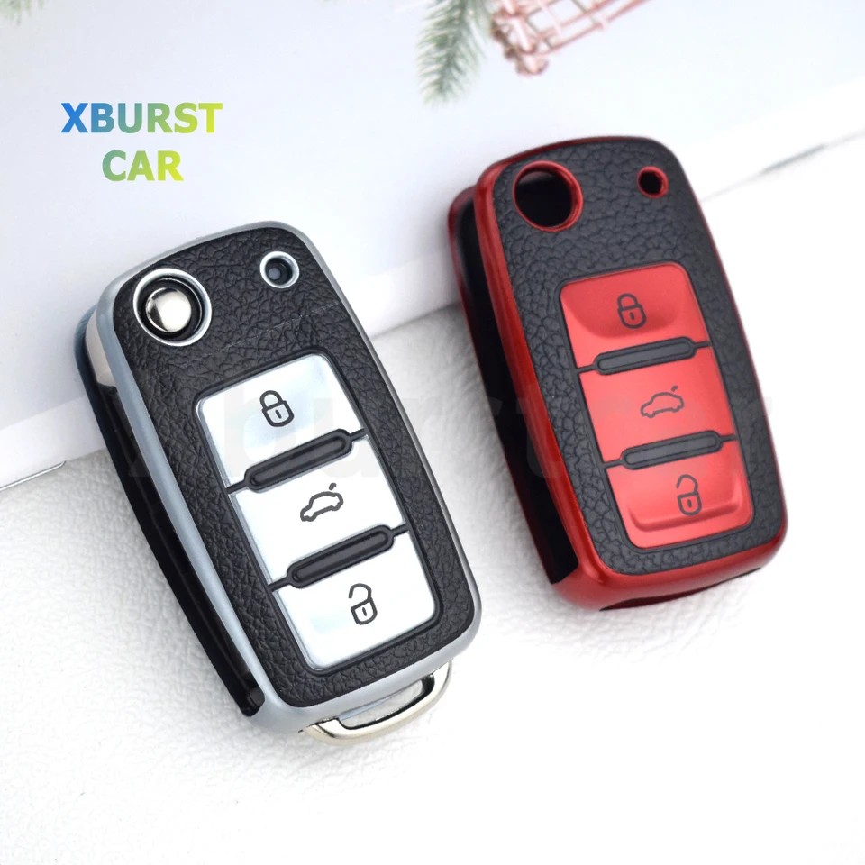 TPU kožený diaľkový kryt na diaľkové kľúče pre VW Golf Polo Bora Beetle Tiguan pre sedadlo Leon Toledo Altea Ibiza pre SkoDa Fabia Superb