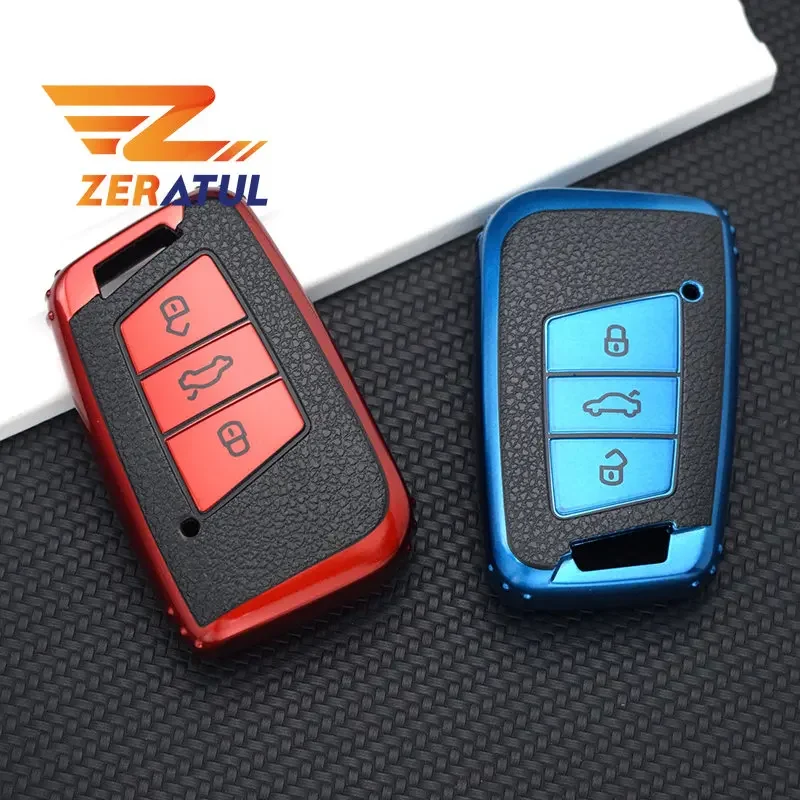 TPU Leather Shell FOB pre Volkswagen VW Tiguan MK2 Magotan Passat B8 CC pre SKODA Superb A7 A7 Kľúčový puzdro Plné krytie príslušenstva