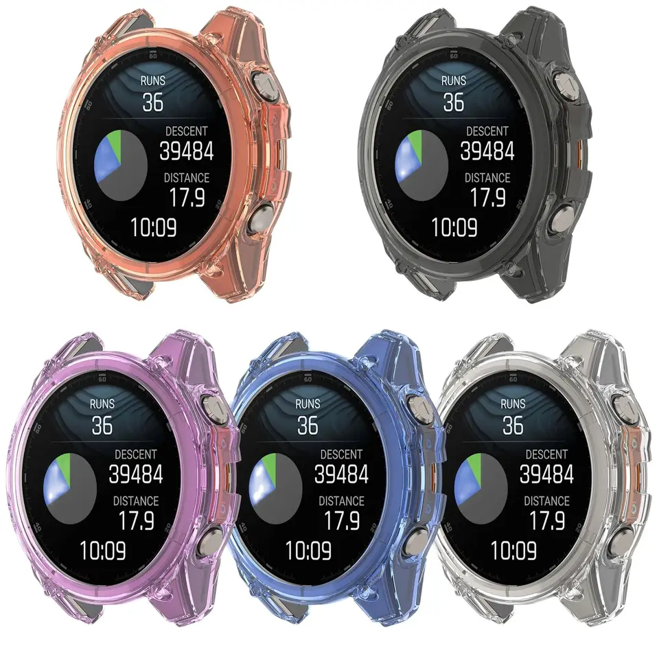 TPU ochranca Cover Case pre Garmin Fenix ​​8 51 mm 47 mm 43 mm AMOLED Farebná polovica dutej škrupiny Ochranná číra silikón
