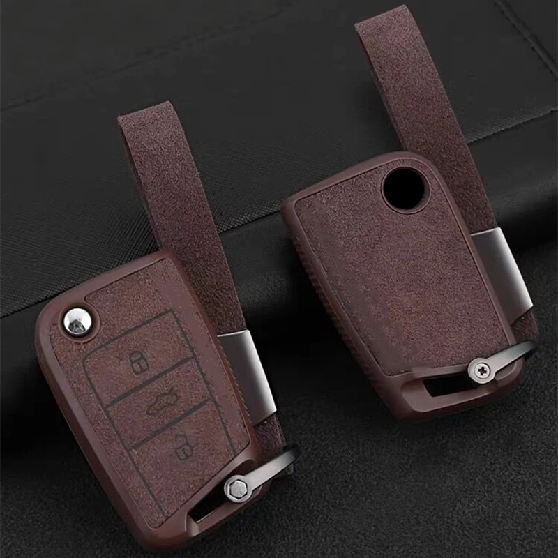 TPU+Suede Leather Case Cover Cover pre Volkswagen VW Golf 7 MK7 Tiguan MK2 pre Skot Octavia A7 Kodiaq 2017 2018 2019