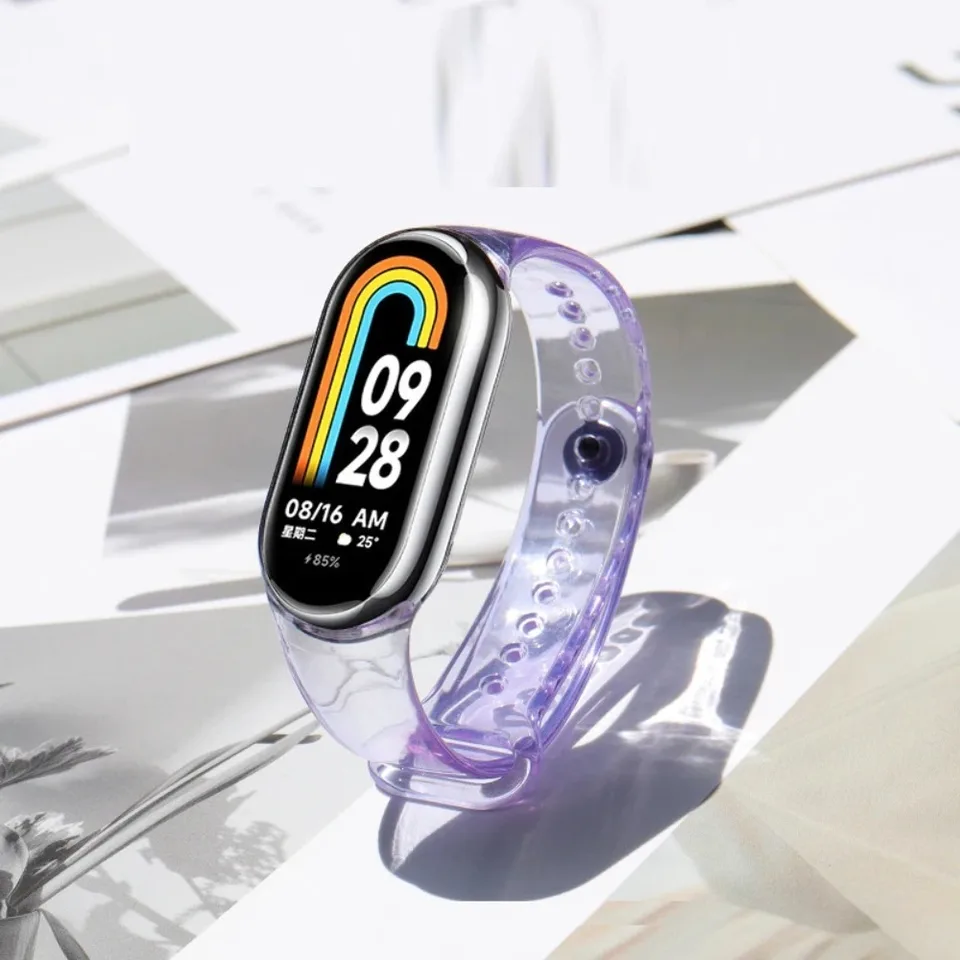 TPU+TPE WatchBand Transparentné farby Chang Vymeniteľný hodinkový popruh Nastaviteľná dĺžka Náramok pre Xiaomi Mi Band 8