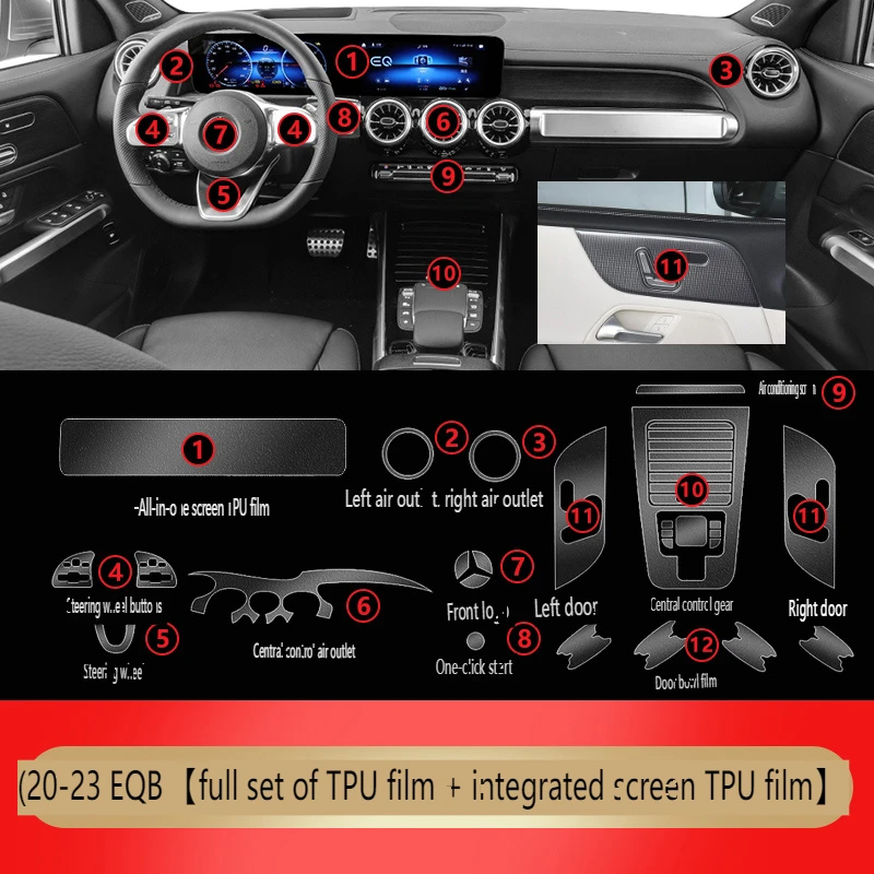 TPU Transparentný film pre 20-23 Mercedes-Benz EQB CAR CON CONSOL CONSOLE Dashboard Obraz