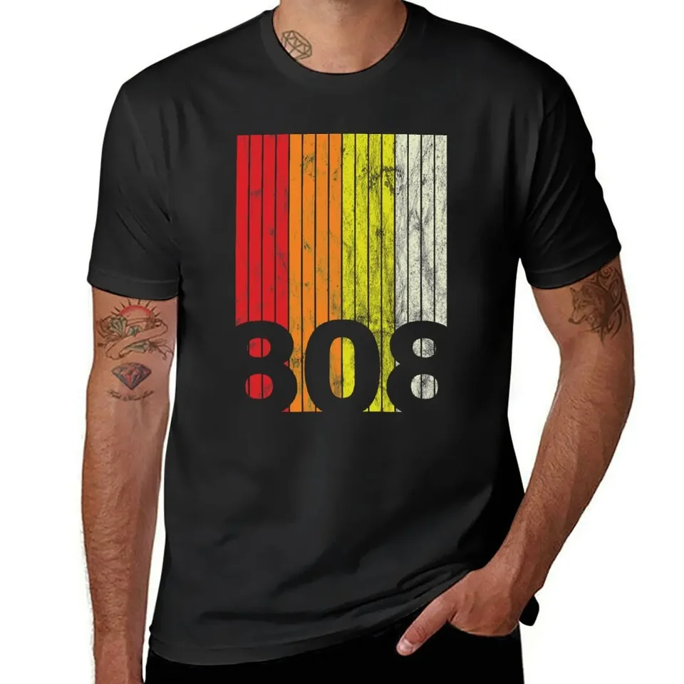 TR-808 Retro Design Tričko Tričko Blacks Nadmerná tričko Kórejské módne pánske oblečenie