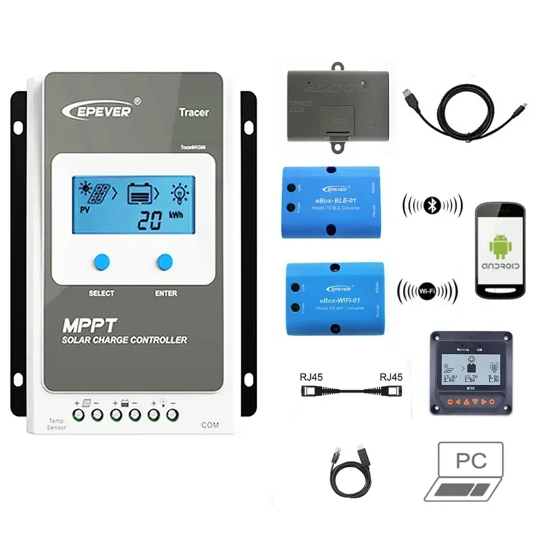 Tracer MPPT Solar Controller Epeted Copention and výtok 40a/30a/20a/10a