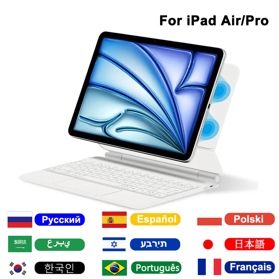 Trackpad Keyboard Puzdro pre iPad Air 11 13 2024 Air 4/5th 6th Gen, pre iPad 10. Pro 11 12.9 Magnetic Cover Folio Magic Keyboard