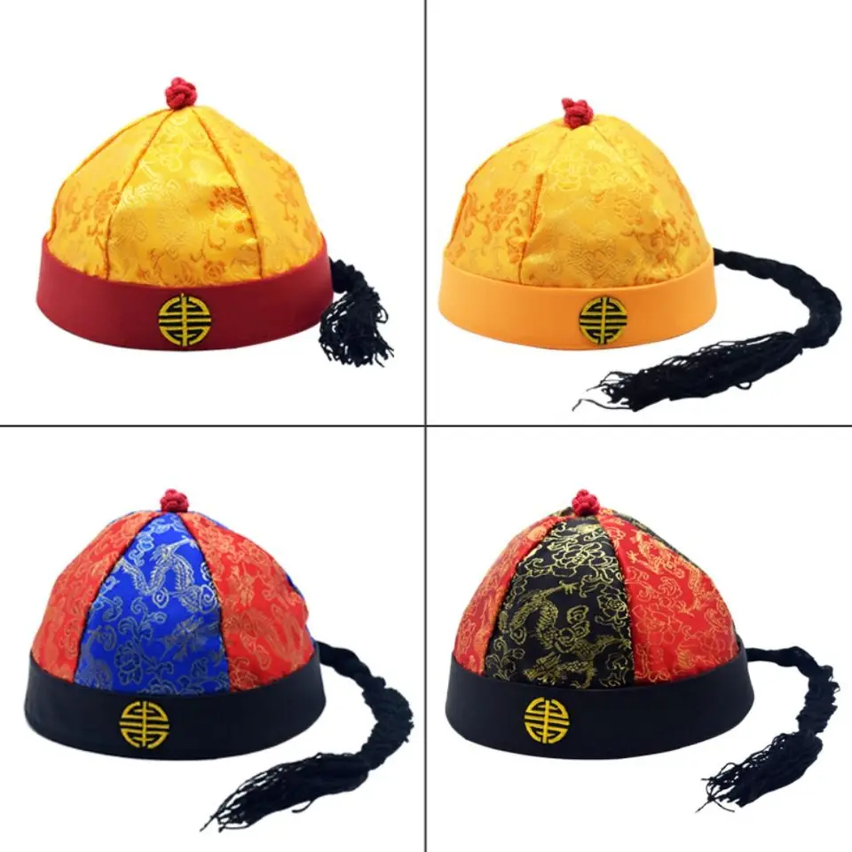 Tradičná dynastia starodávny čínsky klobúk Vintage pokrývky hlavy Cosplay Peking Opera Cap Cap Party Qing Dynasty Man Hat Child