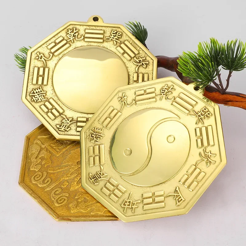 Tradičné čínske feng shui tai chi bagua medené zrkadlo Šťastie požehnanie domáci dekor remeslá konvexné zrkadlové ozdoby
