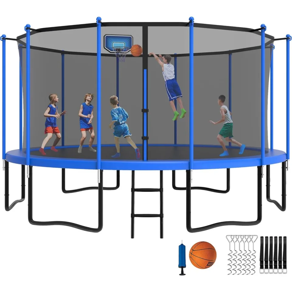 Tranpoline 16 stôp 15 stôp 14 stôp 12 stôp 10 stôp 8 stôp Tranpoline pre deti a dospelých 1500 libier Tranpoline s basketbalovou obručou