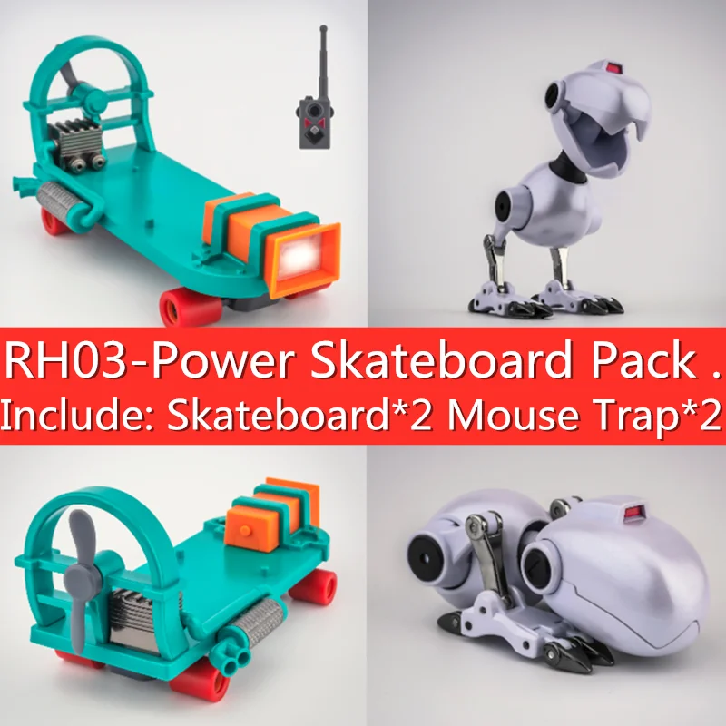 Transformačný robot hrdina RH-03 RH03 Power Skateboard Pack a Mouse Trap Action Figure Fun Fun Toy