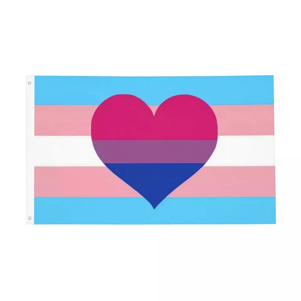 Transgender a bisexuálne vlajky obojstranný vonkajší banner LGBT YAOI Boy Love 2 Grommet