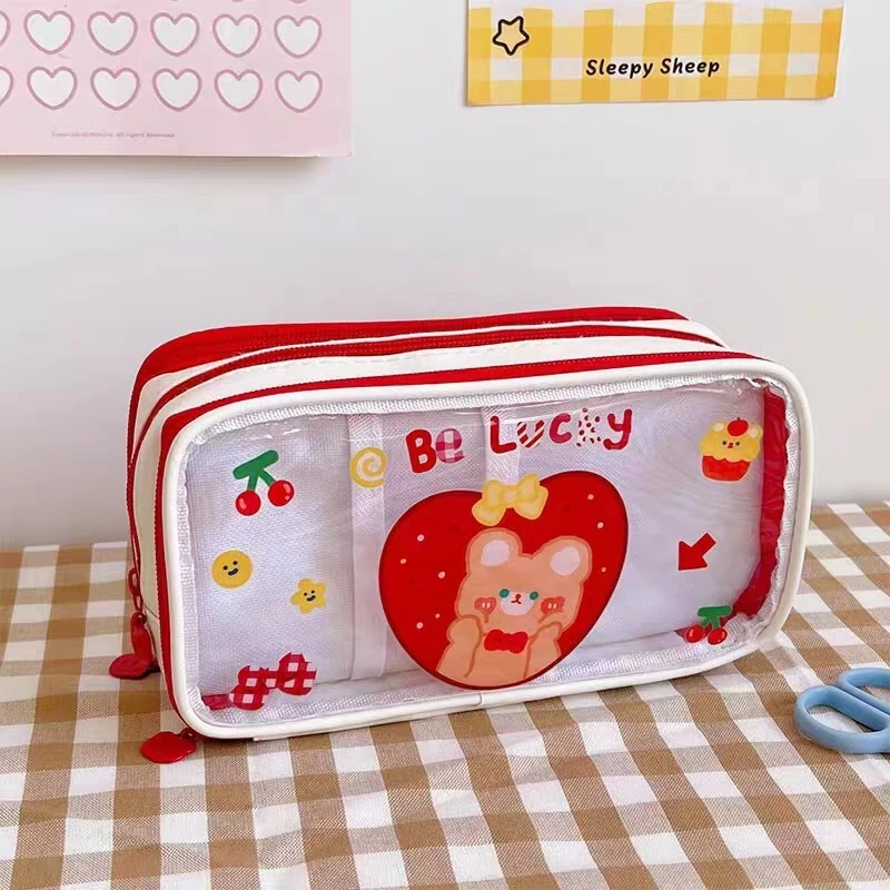 Transparantné puzdro na ceruzku kawaii veľká kapacita vrecká Kórejská karikatúra PVC nepremokavá škola Škola Študentské potreby