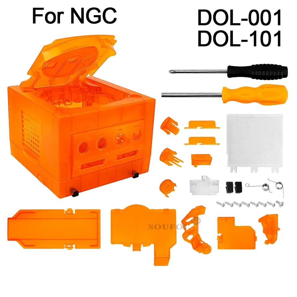 Transparentná fialová oranžová NGC náhradná škrupina ochranné puzdro GC Game Box pre GameCube DOL-001 a DOL-101 Game Console
