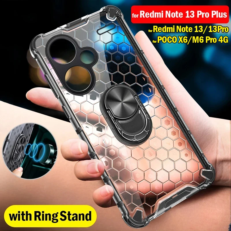 Transparentná fonda pre Redmi Note 13 Pro Plus Poco X6 M6 Pro 4G Case Weer Disimation Stand Cover For Redmi Note 13 Procapa