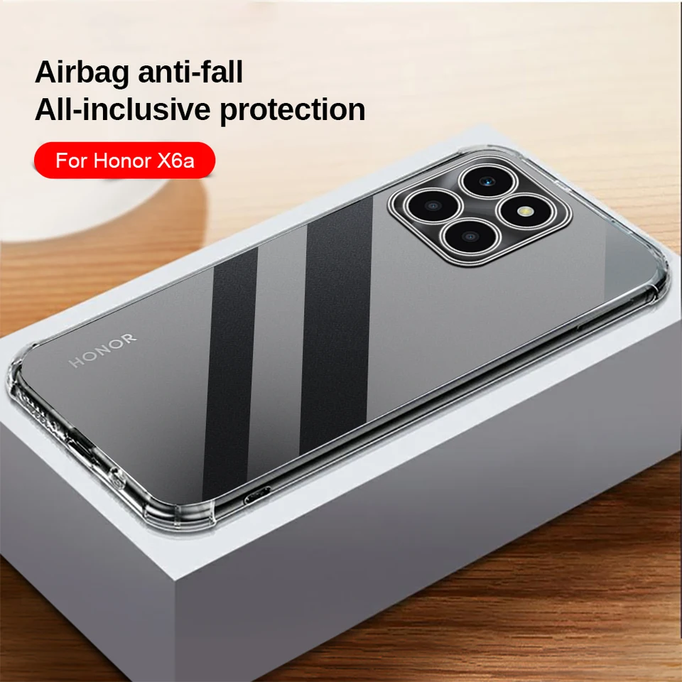 Transparentné AIBAGS Anti-Fall Protect Shell pre Honorx6a Honar Honor Honor X6A X 6A 6 A A6 4G SLIM SOCKOPPROUS Soft Case Bumper Soft Case