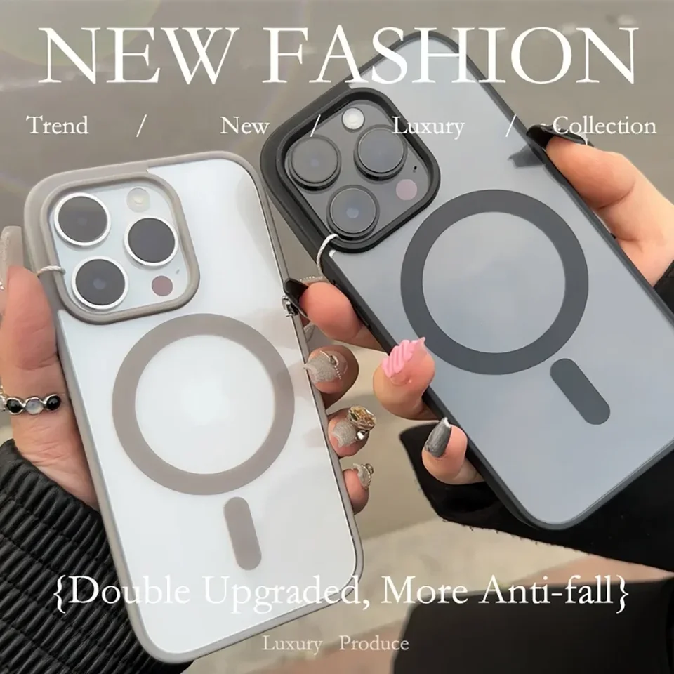 Transparentné puzdro na telefón pre iPhone 16 15 14 13 12 11 Pro Max Plus pre púšť Magsafe Titanium Clear Magnetic Tvrdý nárazník