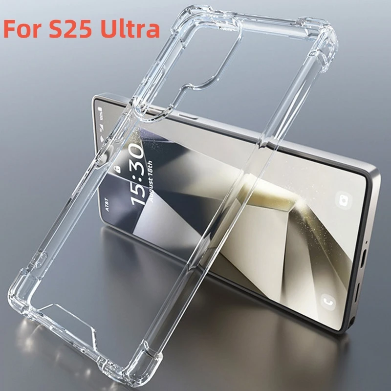 Transparentné puzdro TPU pre Samsung Galaxy S25 Ultra S25 Plus Shockproof PC Case Case S24 Plus S24 Ultra prípad Funda