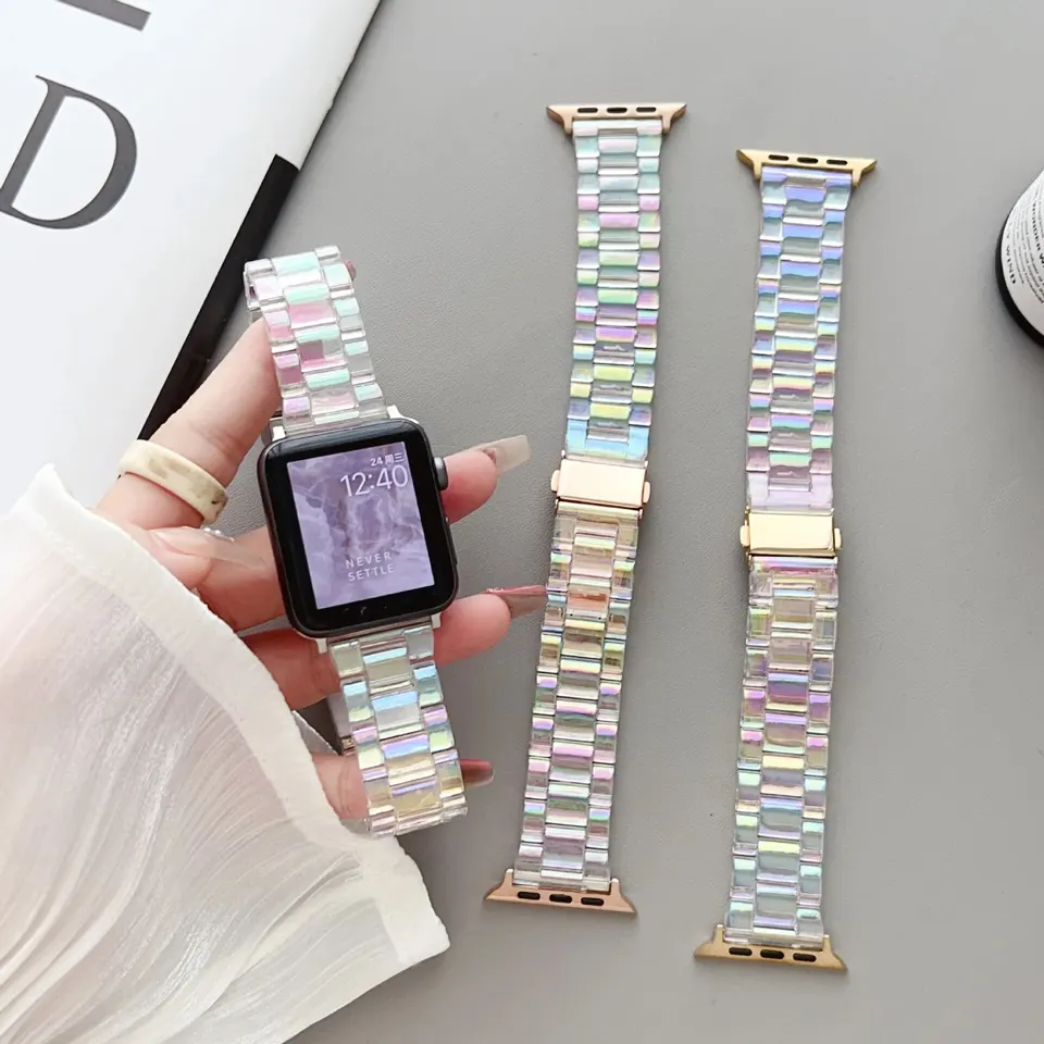 Transparentný popruh pre sériu pásov Apple Watch Band 9 8 7 6 SE 5 4 Náramok Ultra 2 49 mm 41 mm 45 mm 44 mm 44 mm farebný štýl zápästia zápästia