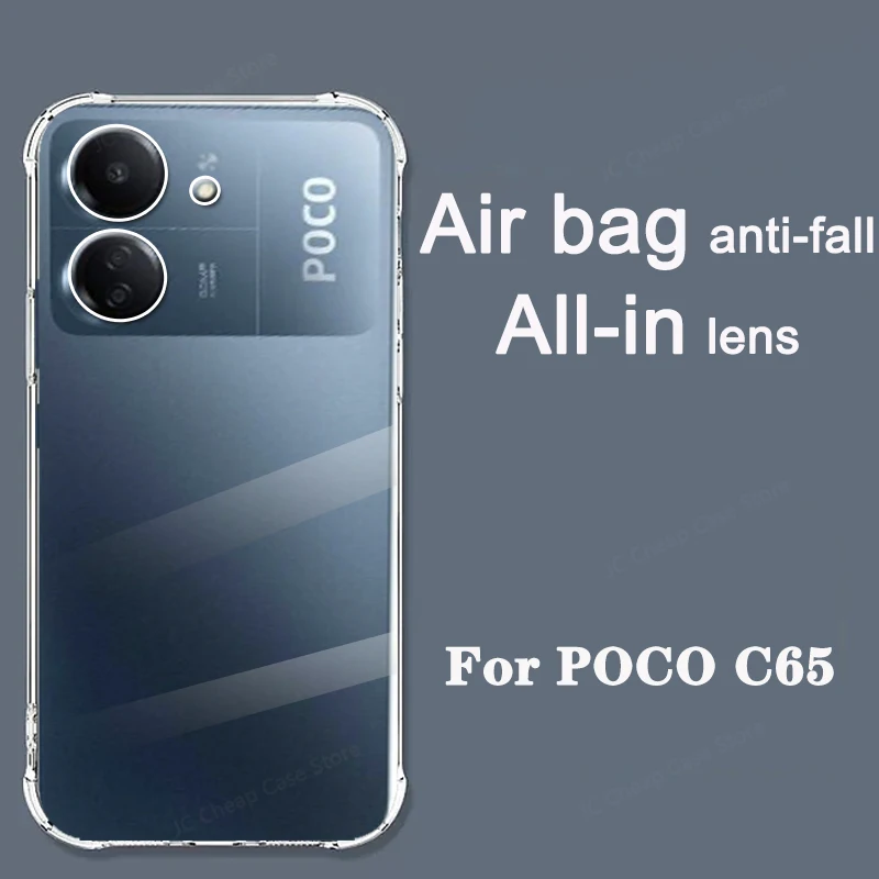Transparentný prípad pre Xiaomi Poco C65 prípad 5G Silikón Úplné krytie 13C Funda Case 6.74 