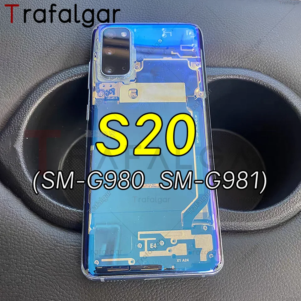 Transparentný sklenený zadný kryt batérie pre Samsung Galaxy S20 5G Zadný puzdro Dvere Výmena+nálepka SM-G980 SM-G981
