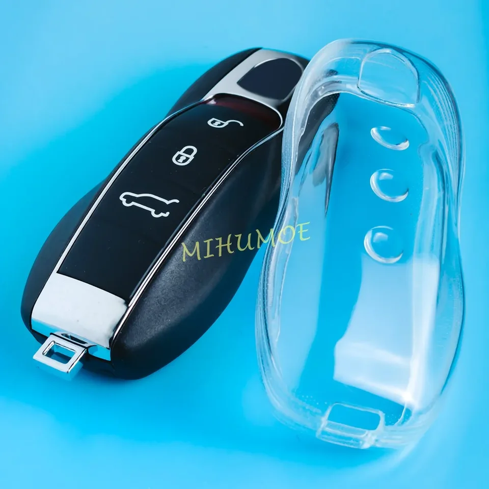 Transparentný čistý tenký kľúčový kľúč FOB Cover Puzdro Chránič pre Porsche Macan Cayenne Panamera 718 Boxster Cayman Spyder Accessories