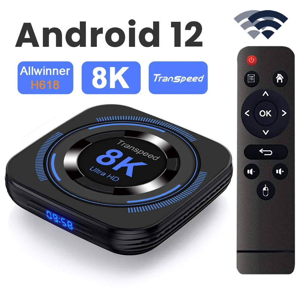 TransPeed Android 12 TV box Allwinner H618 Dual WiFi 32G64G Quad Core Cortex A53 Podpora 8K 4K BT hlasové médiá Set Prehliadka